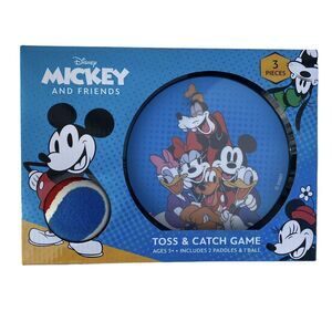Disney Mickey & Friends Toss & Catch Game 3PC Set 2 Paddles &1 Ball-NEW! Ages 3+